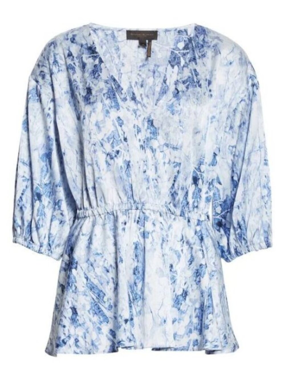 NEW Donna Karan Women's L Print V-Neck Elastic Waist Blouse NWT $295 - Picture 2 of 6